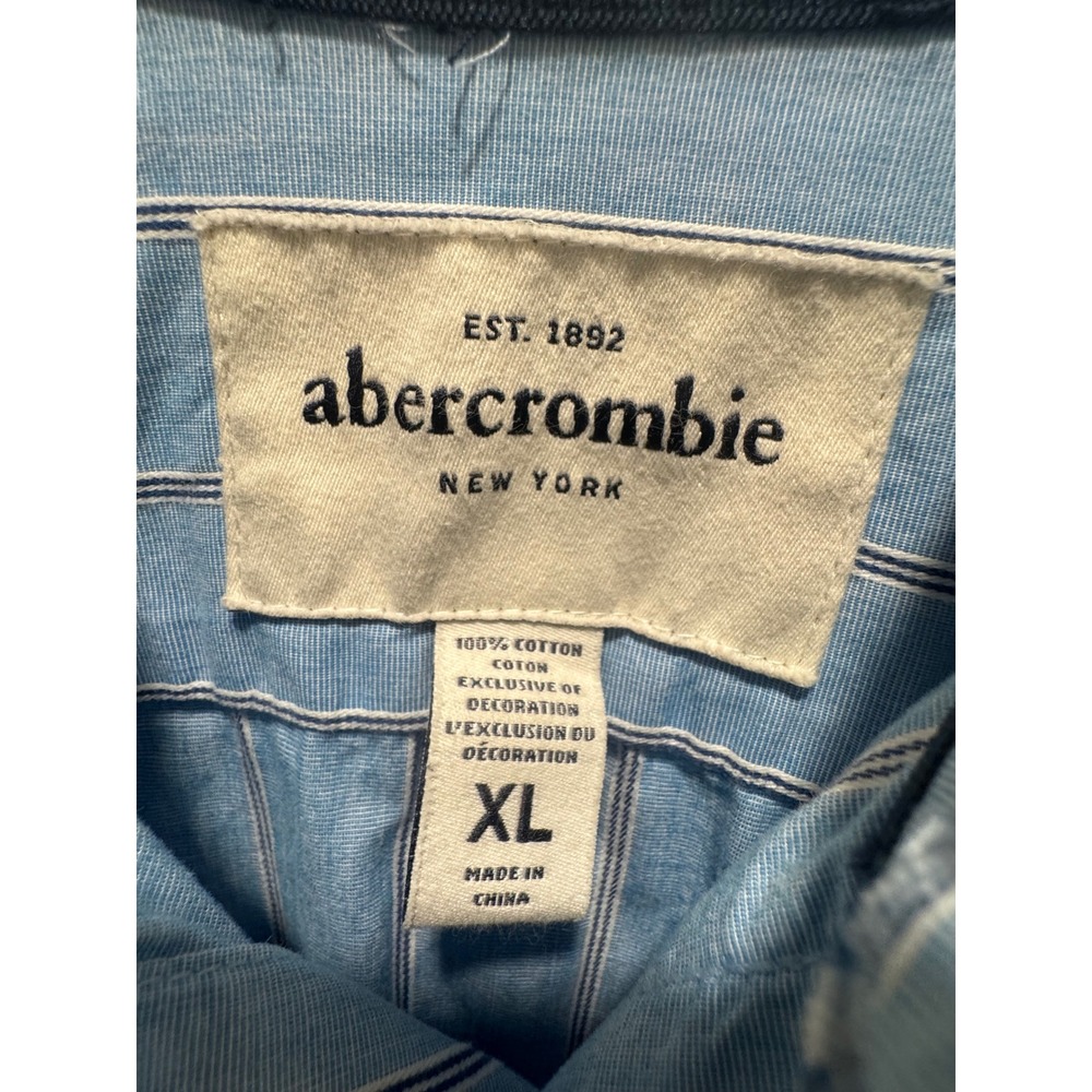 Abercrombie Kids Button Down Shirt Youth XL Blue Striped Long Sleeve - Picture 3 of 5